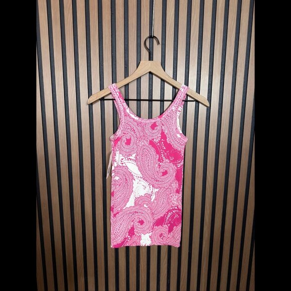 New Banana Republic Tank Top Small Womens Pink Paisley Print Sleeveless Fitted - Picture 2 of 6